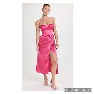 Reformation Pink Satin Midi Dress NWOT